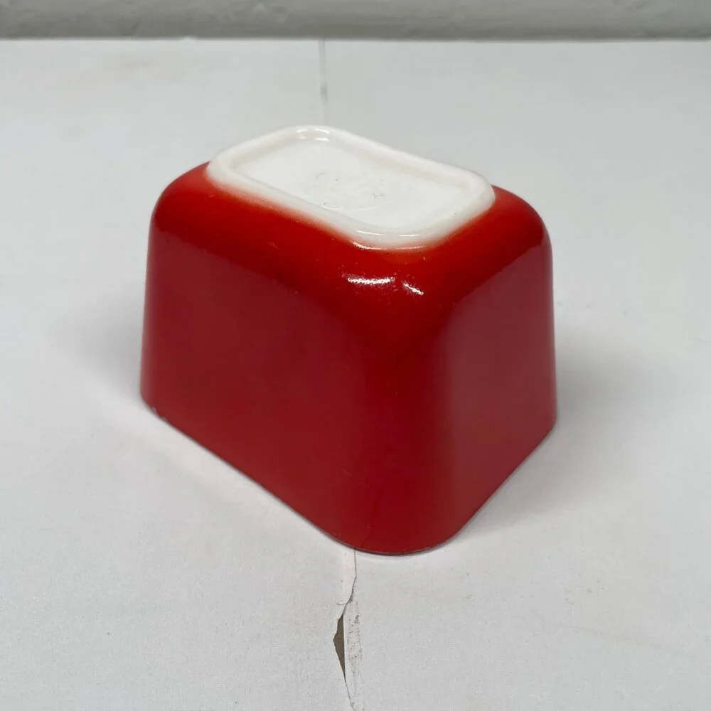 Vintage Pyrex Primary 501 Red Refrigerator Fridgie Dish Multicolor Milk Glass